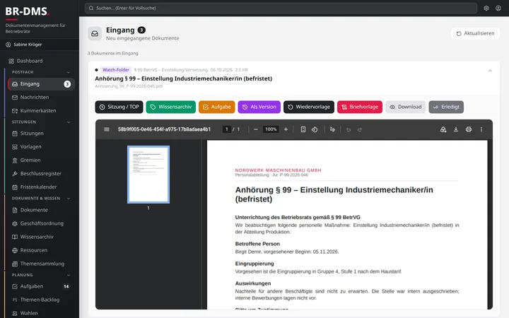 Screenshot Eingang